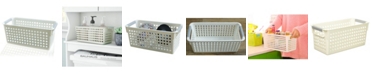 Basicwise Vintiquewise Rectangular Plastic Shelf Organizer Basket with Handles